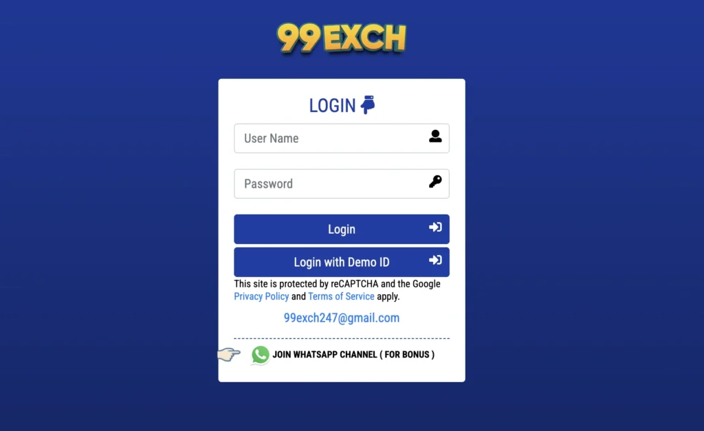 The 99exch login button appears prominently on the homepage